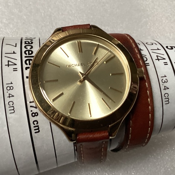 Michael Kors Slim Runway Double Wrap Brown Leather Band Women’s Watch MK-2256 - Picture 6 of 16